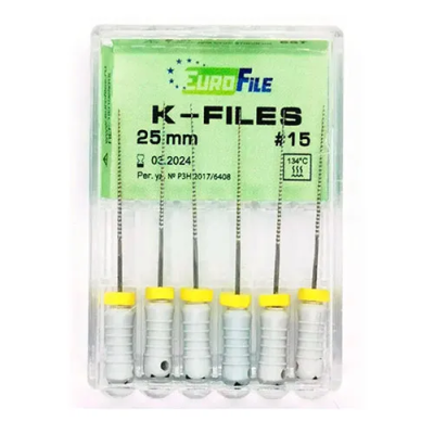 15. К-файлы 25мм №15, 6шт/уп / Еврофайл