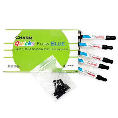 15. ЧамКвикс флоу Голубой (CharmQuicks), времен.свет.отв.пломбир.мат-л (5 шпр.*2г)/ DentKist