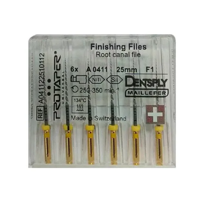 15. ПроТейпер (ProTaper) машинный 25 мм F1 (желтый), 6шт/уп/ Dentsply Maillefer