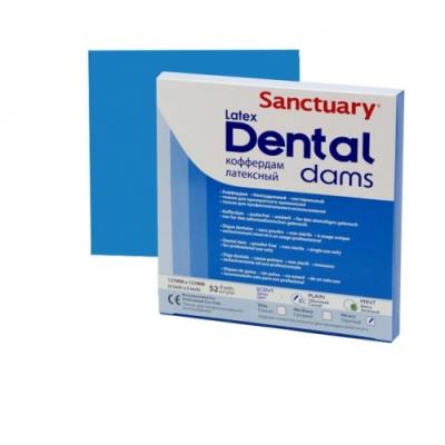 15. Листы латекс. DentalDam/ Дентал Дам,152ммx152мм, heavy/плотные,синие, 36шт/уп/ Sanctuary