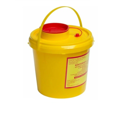 Емкость-контейнер для сбора острого инструм. кл Б, одноразовый емкость 1,0 л желтый круг Респект