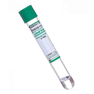 Пробирка вак. c натрий гепарином и гелем 9 мл. 16*100 мм пл. Lind-Vac арт.HG3900 (зеленая) №50